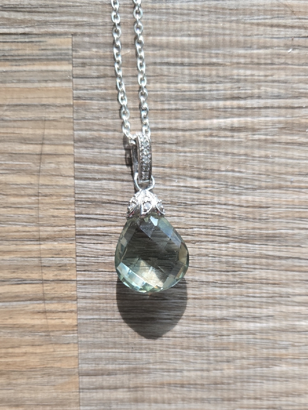 Green Amethyst (Prasiolite)Teardrop Pendant